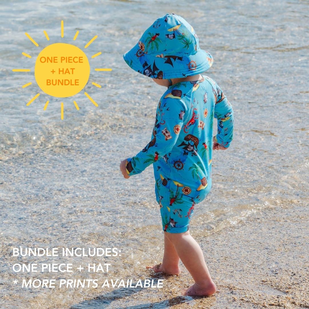 Boys one piece + hat bundle - sizes 1-3